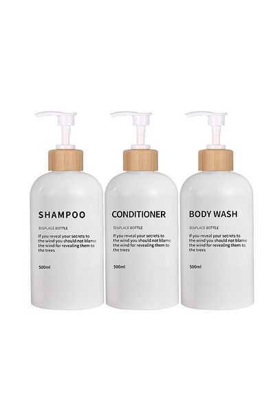 Choice White 3 Pack Soap Dispenser Shampoo And Conditioner Dispenser Body Wash Shower Bottles Refillable Lo