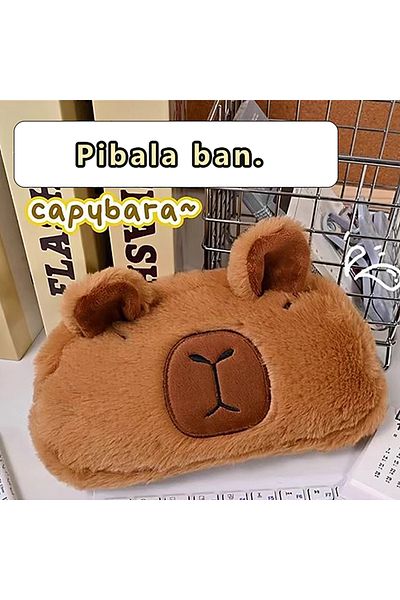 Choice brown Creative Plush Pink Piggy Pencil Case Korean Student Pencil Bag High Capacity Pen Bag Statione