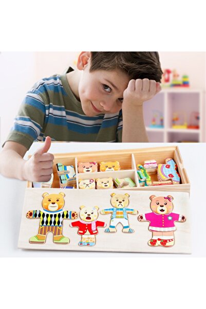 Choice ملابس تغيير الدب الصغير من مونتيسوري باللون الرمادي الفاتح للأطفال في ...