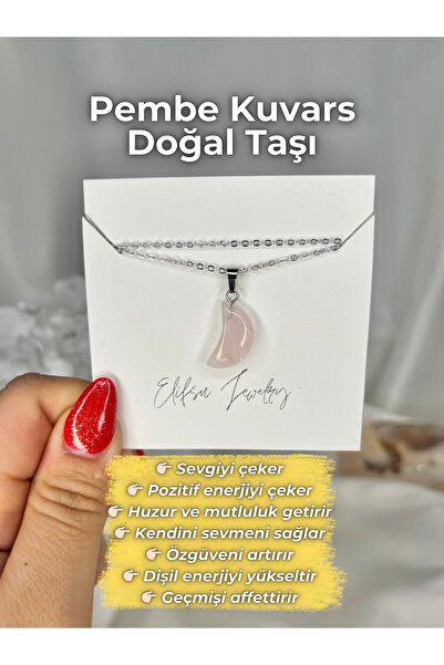 Elifsu Jewelry Hilal Şeklinde Doğal Taş Kolye Minimal Kesim
