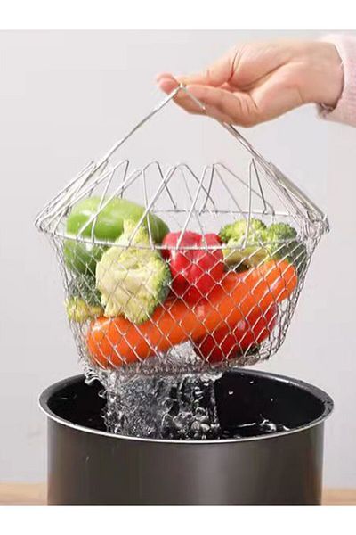 Choice Folding Basket 1pc/3pcs Stainless Steel Foldable Multifunctional Fryer Basket French Fry Strainer Ki