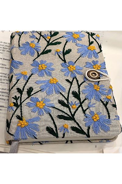 Choice A5 A5 A6 Fabric Embroidery Notebook Cloth Notepad Blank 100 Sheets/200 Pages with Bookmark and Botto