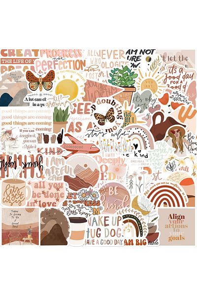 Choice 50pcs 50pcs Boho Style Motivational Phrases Sticker Inspirational Life Come On Diy Study Room Scrapb