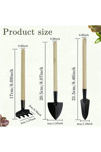 Choice Wood Color Gardening Tools Three-piece Set Mini Garden Tools Multi-function Shovel Harrow Shovel Hou