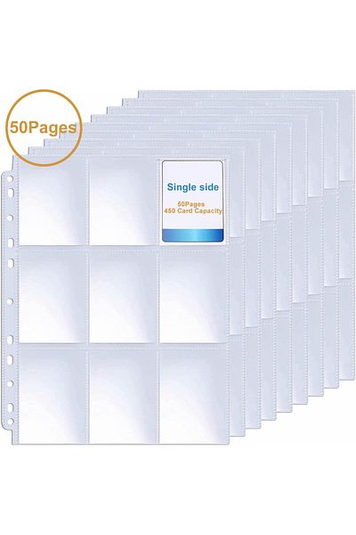 Choice 50 صفحة، 450 جيبًا، حامل ألبوم بطاقات التداول من جانب واحد، 9 جيوب، حافظة ألعاب بلاستيكية شفافة