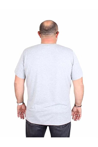 Starbattal Plus Size Lycra Men's V-Neck T-Shirt - Grey Melange 11170