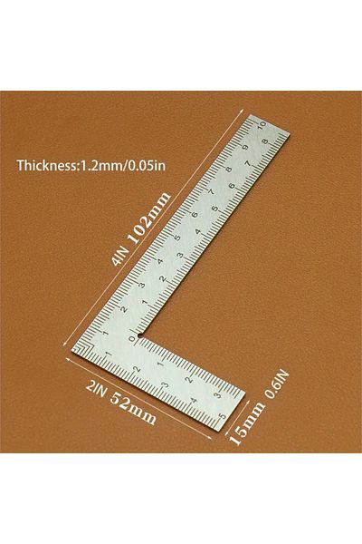 Choice 1pc Mini Stainless Steel L-shaped Double-sided Precision Scale Ruler - High-accuracy Measuring Tool