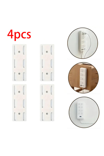 Choice 4pcs white 4pcs Wall-Mounted Power Strip Holder Self-Adhesive Desktop ...