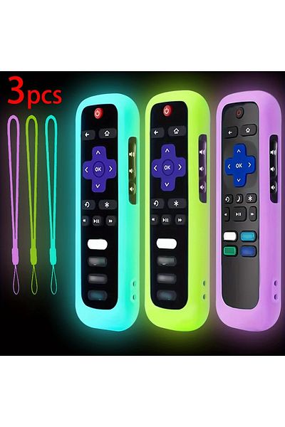 Choice 3 قطع 3 قطع غطاء سيليكون لجهاز التحكم عن بعد لجهاز Roku Tv Express 4k Hd Streaming Stick 4k Premiere S