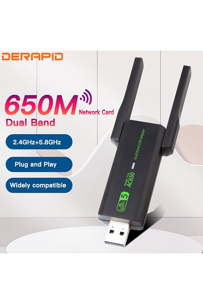 Choice Dual Band Wifi USB Adapter Ac650 Wireless Network Card Hot Spot Receiver for Pc/Laptop