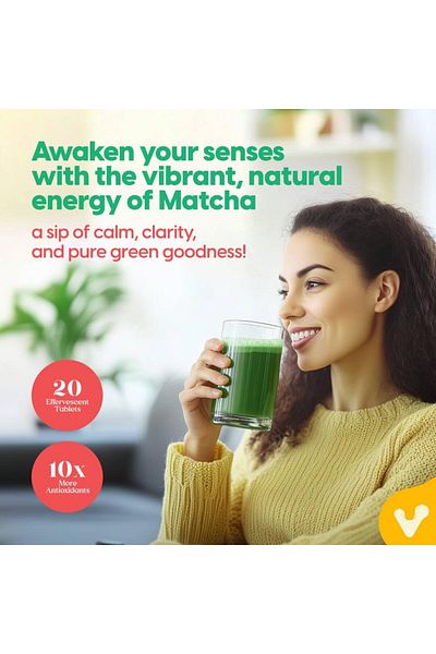 VALEO MATCHA GREEN TEA EFFERVESCENT TABS (20) |ORGANIC JAPANESE CEREMONIAL-GRADE MATCHA