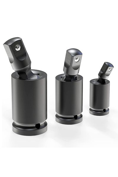 ASDTODW 3pcs 360 Degree Swivel Knuckle Joint Air Impact Wobble Socket Adapter Hand Tool 1/2 3/8 1/4