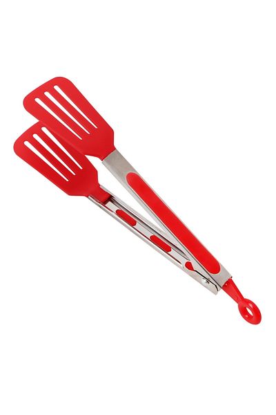 NICEYARD Red Kitchen Cooking Tools Non-stick Kitchen Tongs Stainless Steel Handle Utensil Pizza Bread Steak C