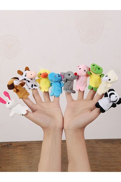 Choice 10pcs 1/5/10pcs Baby Finger Puppet Plush Toy Cartoon Animal Family Role Play Tell Story Cloth Doll