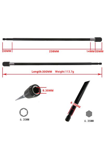 Choice 300mm Drill Bit Extension Rod Magnetic Drill Screwdriver 1/4 inch Hex Quick Release Bit Holder fo...