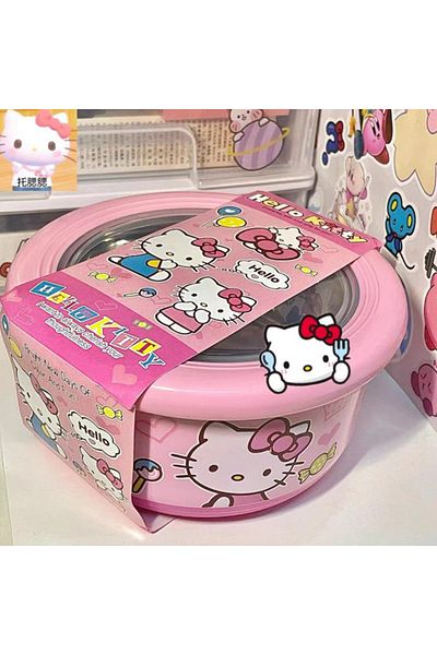 Choice 730ml hello kitty Sanrio Hello Kitty Stainless Steel Ramen Bowl With Lid Cute Large Instant Noodles