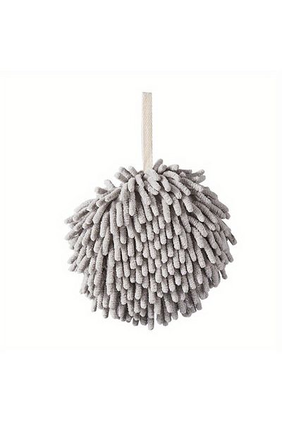 Choice Gray Chenille Hand Towels Kitchen Bathroom Towel Ball With Hanging Loops Quick Dry Soft Absorbent Mi