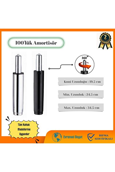 Ofisfix 100'lük | Siyah Koltuk Amortisörü | Ofis Sekreter Oyuncu Koltuk Amort...
