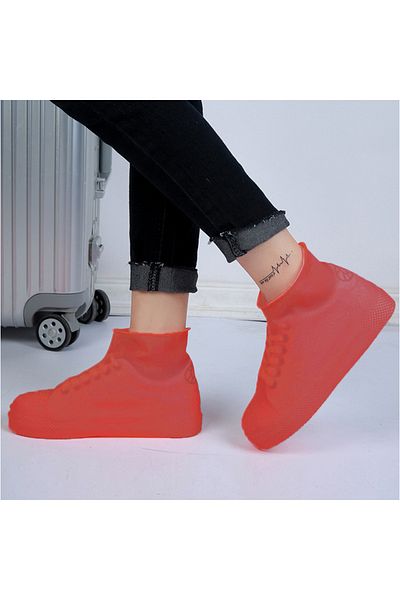 Choice L black 1 Pair of Reusable Latex Waterproof Rain Boot Cover Anti Slip Rubber Rain Boot Overshoes Out