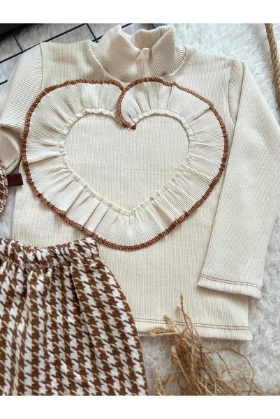 BAHNUR BABY BROWN HOUND'S FOOT SKIRT, BLOUSE, AND BANDANA SET
