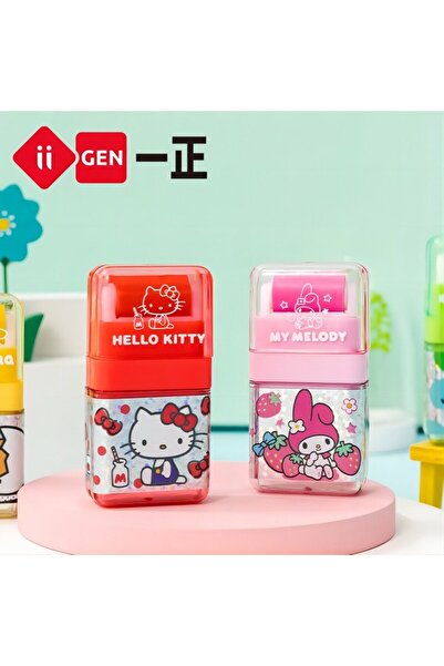 Choice ممحاة دوارة من سانريو من إيجن، قطعتان باللون الوردي والأحمر، من هيلو ك...