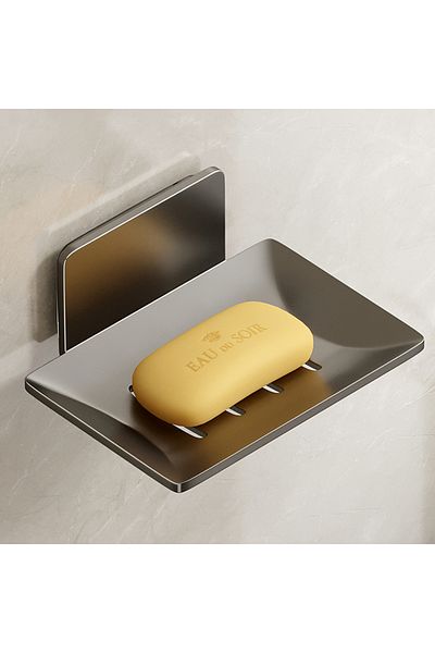 Choice Grey Aluminum Alloy Soap Holder Bathroom Soap Dish With Drain Water Wall Mounted Soap Box Bathroom A
