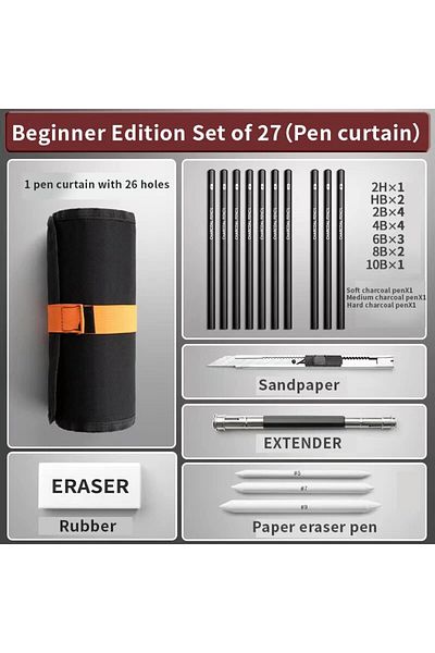 Choice 27 Piece Set Sketching Pen Set Drawing Pen Sketching Pencil Student Drawing Art Drawing Brush Hb Pen
