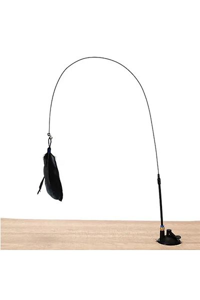 Choice Black Cat Teaser Stick With Bell, Feather, Long Rod Suction Cup