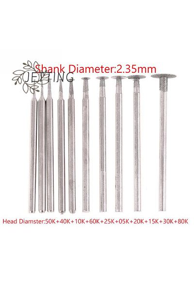 HELTC 10PCS Grinding Bit Accessory Ultra-Thin T Head Shank Diamond Mounted Point Stone Jade Carve Polis...
