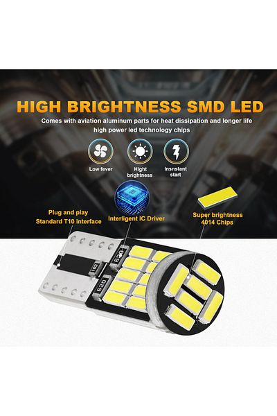 NLpearl 10 قطع بيضاء 2/10x W5w T10 لمبات LED Canbus 4014 SMD 6000K 168 194 Led 5w5 قبة داخلية للسيارة