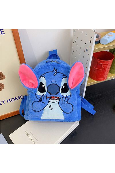 Choice Blue Stitch Backpack New Disney Plush Backpack Ins Japanese Blue Stitch Funny Cartoon Large-capacity