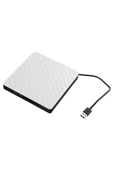 Choice محرك أقراص DVD خارجي رفيع أبيض USB3.0 وقارئ أقراص مضغوطة وناسخ ومشغل بصري لأجهزة الكمبيوتر المحمولة