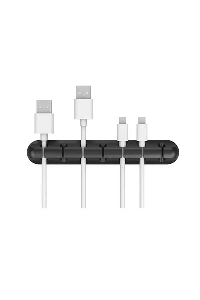Choice منظم كابل USB من السيليكون Nnbili ذو 7 فتحات باللون الأسود، لفاف الكابل، مشبك إدارة سطح المكتب، كابل H