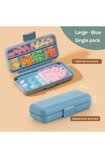 Choice 8 Compartments 1pc Portable Sealed Pill Storage Box Compartment Portable Mini Pill Box Travel Pill C