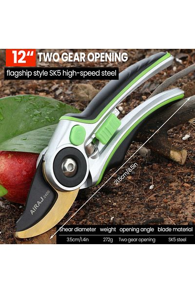 AIRAJ Scissors 2406 Pruning Shears Weed Removal Professional Tools Garden Shears Thick Branches App