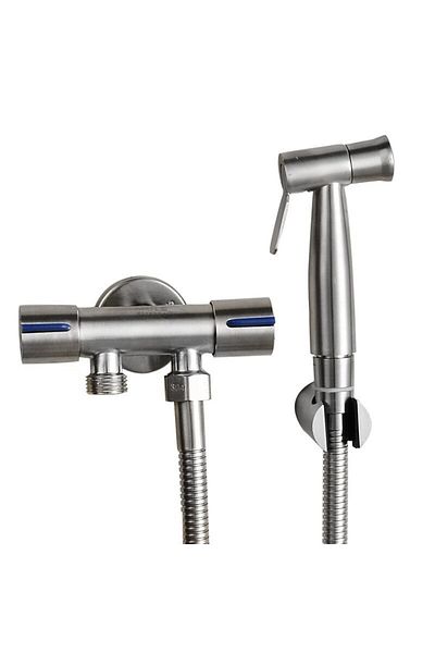 Choice Silver Color Baokemo Bathroom Toilet Bidet Sprayer Set 304 Stainless Steel Two Way Faucet With 1.5m