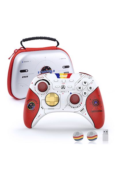 Choice Red Iine Star-field Pc Controller With Storage Bag For Switch/steam/ios/android/ipad/pc/laptop With