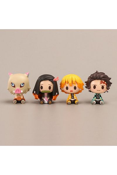 Choice 4 Pcs 4.5cm 4pcs/set Anime Demon Slayer Nezuko Tanjirou Zenitsu Inosuke Mini Figurine Kawaii Action