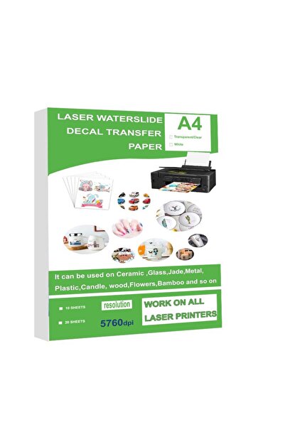OBESTDA 10 قطع من ورق الطباعة بالليزر الشفاف A4، 10 أوراق DIY، ورق نقل مائي أبيض شفاف، 10 أوراق من ورق الطباعة بالليزر الشفاف A4