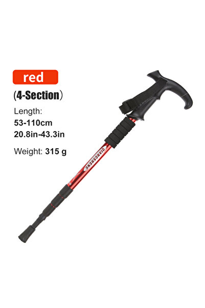 Choice عصا المشي لمسافات طويلة المحمولة القابلة للطي والمكونة من 5 أقسام بمقبض على شكل حرف T عصا تلسكوبية للمشي لمسافات طويلة في الهواء الطلق من أجل نورد