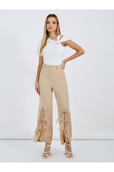 Styli High Rise Split Hem Wide Leg Pants