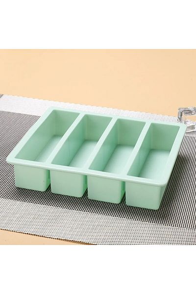 Choice Light Green Long Strip Silicone 4 Grid Giant Silicone Ice Cubes Square Tray Mold Non-toxic Durable W