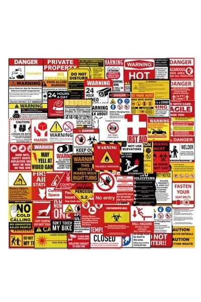 Choice 75pcs 75 New Warning Safety Stickers Warning Signs Pvc Stickers