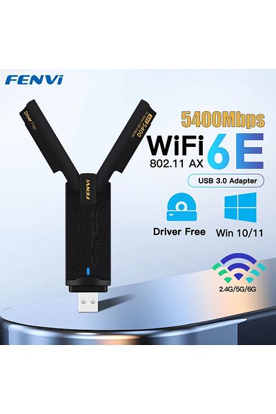 fenvi واي فاي 6e Fu-axe5400 Ax5400 واي فاي 6e محول يو اس بي دونغل ثلاثي الموجات 2.4 جرام/5 جرام/6 جيجا هرتز Usb3.0 واي فاي 6 Netwo