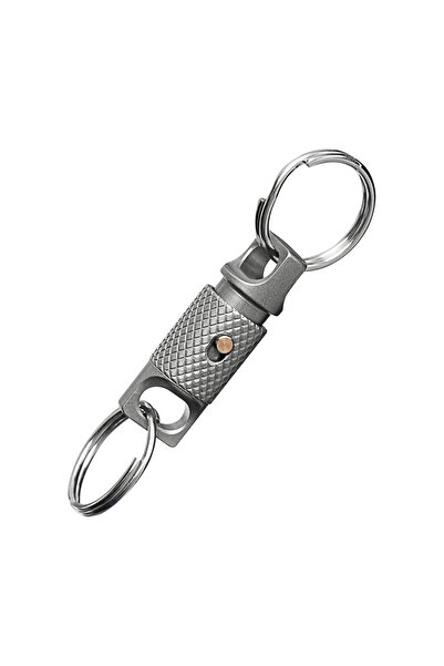 Choice سلسلة مفاتيح محززة من سبائك التيتانيوم الفضية تدور 360 درجة، قابلة للت...