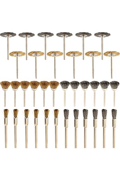 Choice Coffee 36pcs Brass Brush Steel Wire Wheels Brushes Drill Rotary Tools Polishing Rotary Tools Metal R