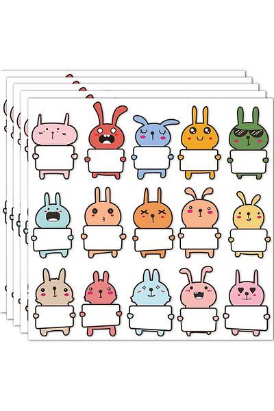 Choice White 75pcs Cute Animal Name Stickers Cute Rabbit Name Tags Stickers For Classroom Water Bottle Lunc