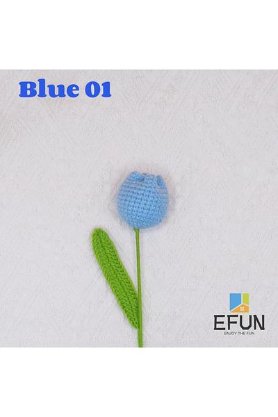 Choice Blue 1pc Knitted Tulip, Efun Crochet Artificial Flower Finished Tulip Handmade Wedding Party Decor O
