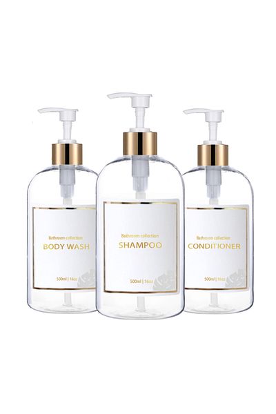Choice Transparent 3pcs500ml Bathroom Dispensers Shampoo And Conditioner Dispenser Bottles Refillable Lotio