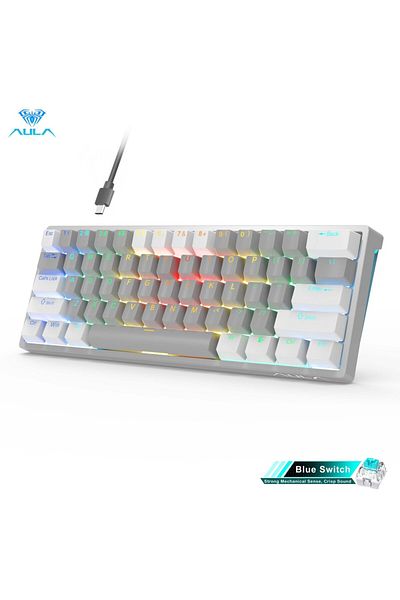 Choice White Grey-blue S Aula Rgb 60 Percent Wired Gaming Mechanical Keyboard Mini Compact Usb Hot-swappabl